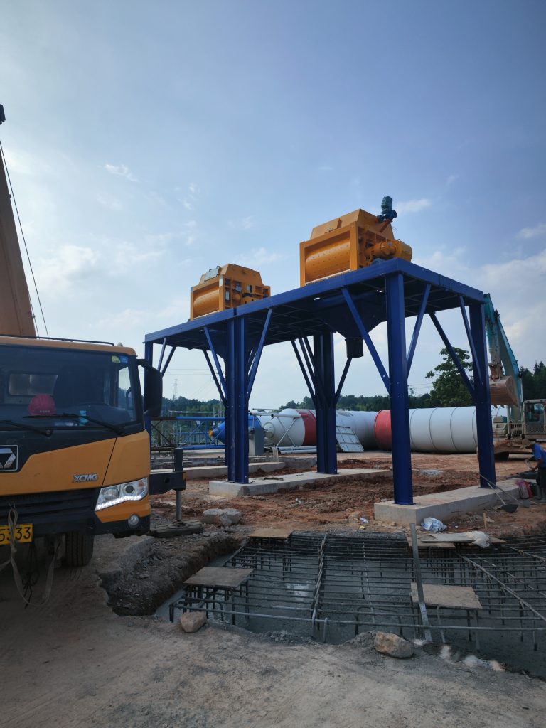 Concrete mixing plant installation