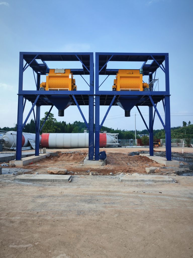 Concrete mixing plant installation